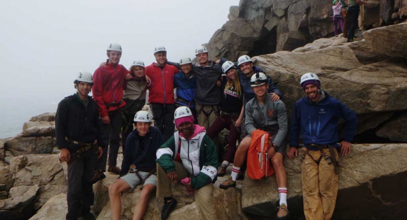 teens rock climbing in maine